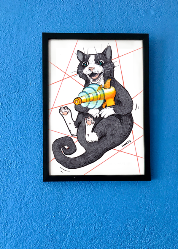 Kissa juliste laser